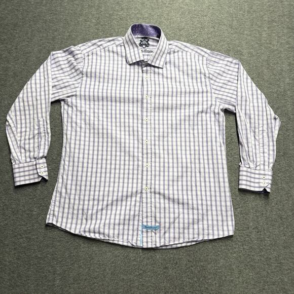 Lot of 4 English Laundry Dress Shirt Men's 17 34/35 Purple Blue Flip Cuff Logo - Picture 2 of 16